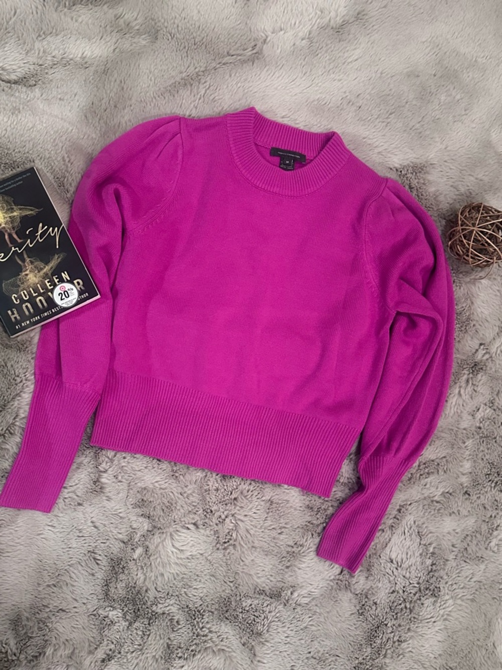 French Connection Bright Fuchsia Crewneck Sweater